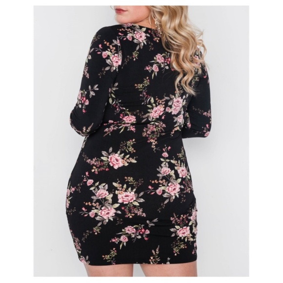 Floral Bodycon Mini Dress Plus Size 2x 3x - Picture 4 of 5
